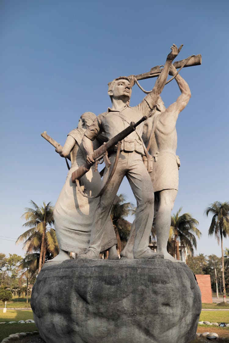 War Monument On Pedestal In City