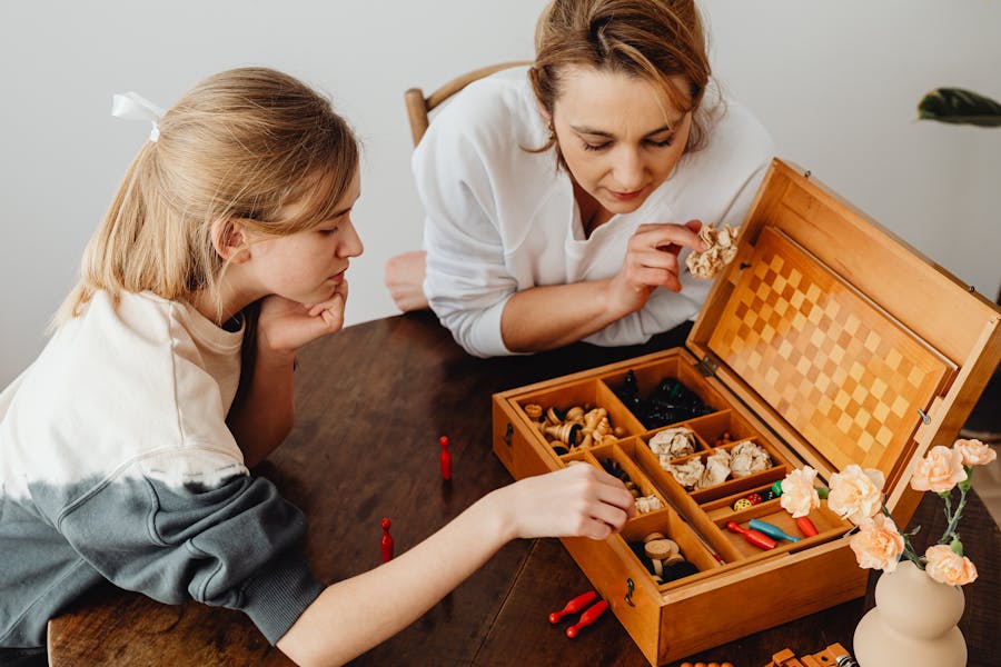 Cluedo board and components neatly arranged