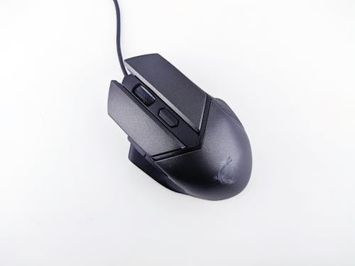 
A Close-Up Shot of a Black Computer Mouse