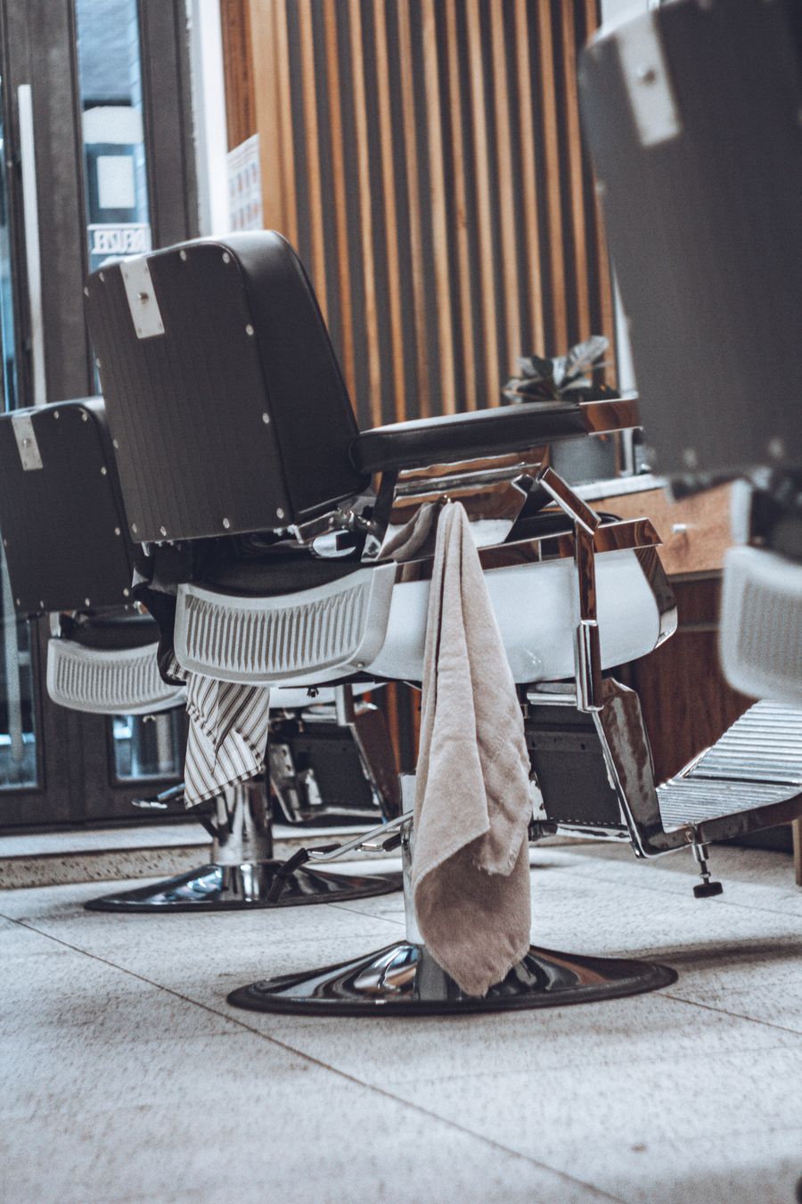 Modern barber chair inside a shop