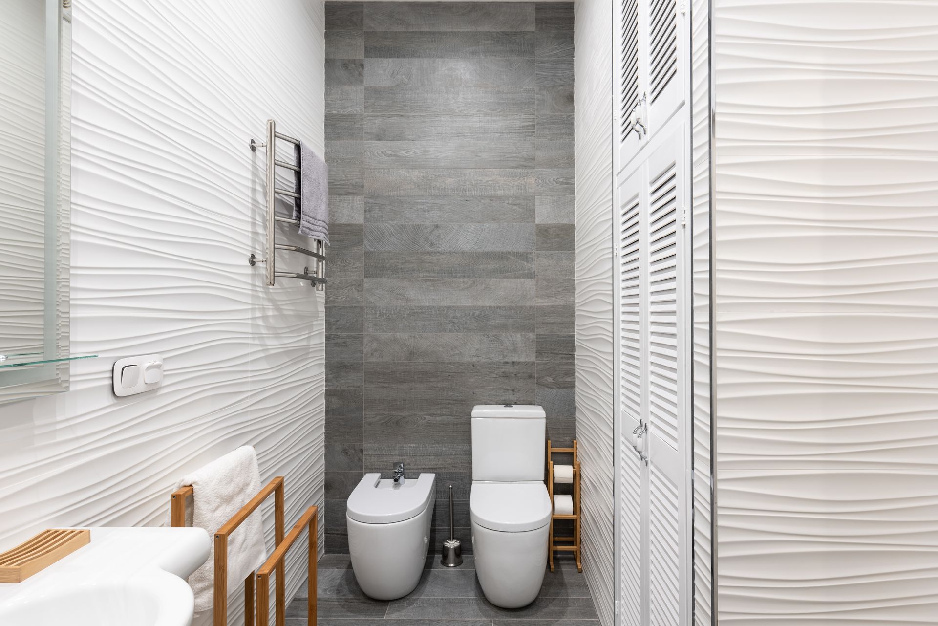 Stylish bathroom with elegant fixtures and contemporary design elements.