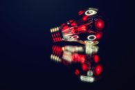 Red Light Bulb With Black Background