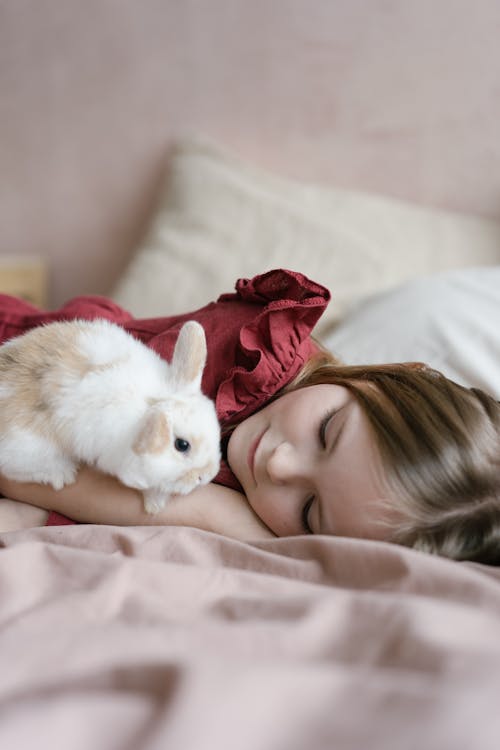 Free 
A Girl with Her Pet Bunny Stock Photo