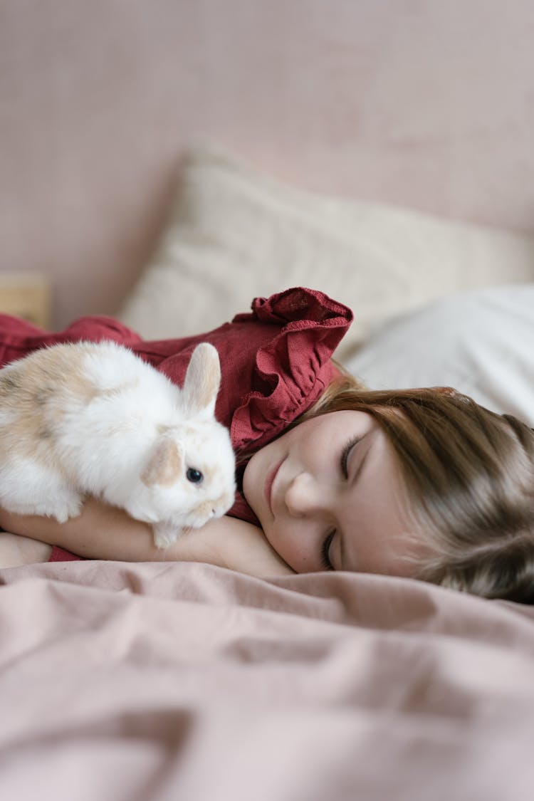 
A Girl With Her Pet Bunny