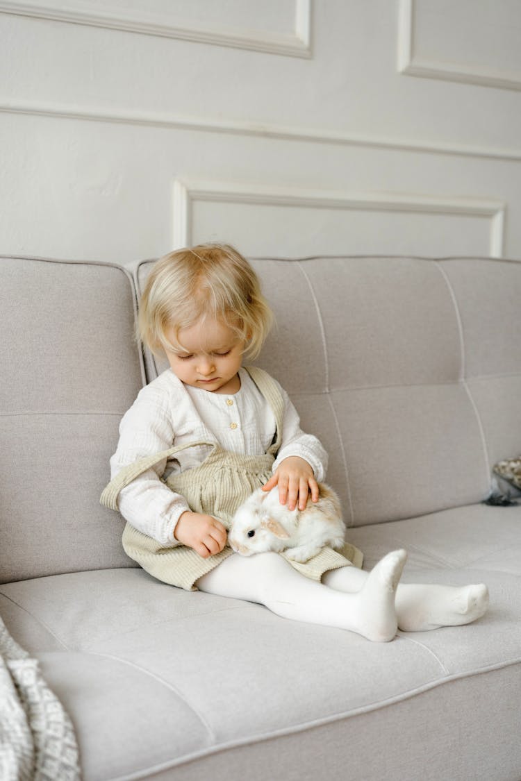 A Girl With Her Pet Bunny