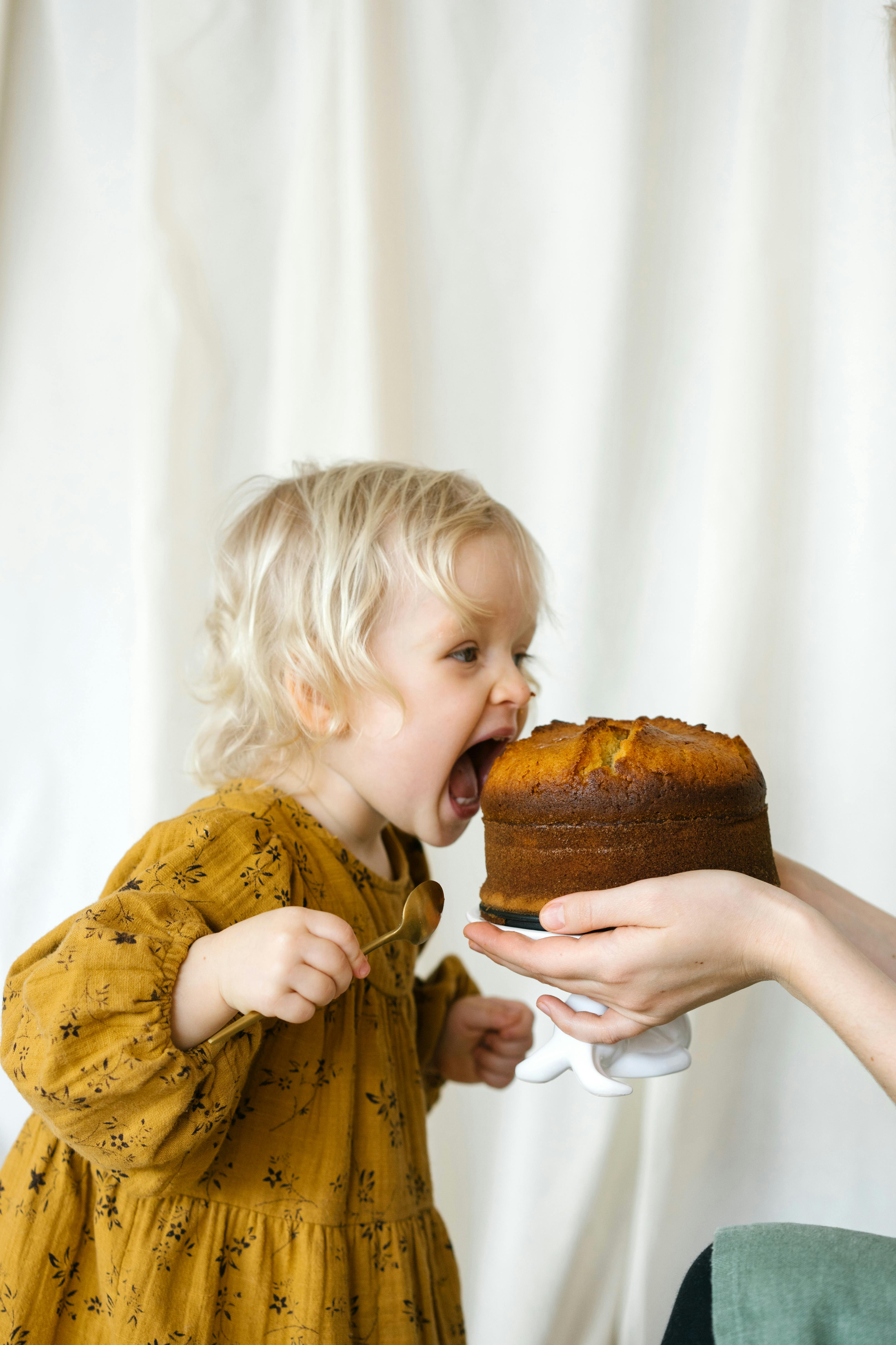 Free Photo of a Child Eating a Cake Stock Photo