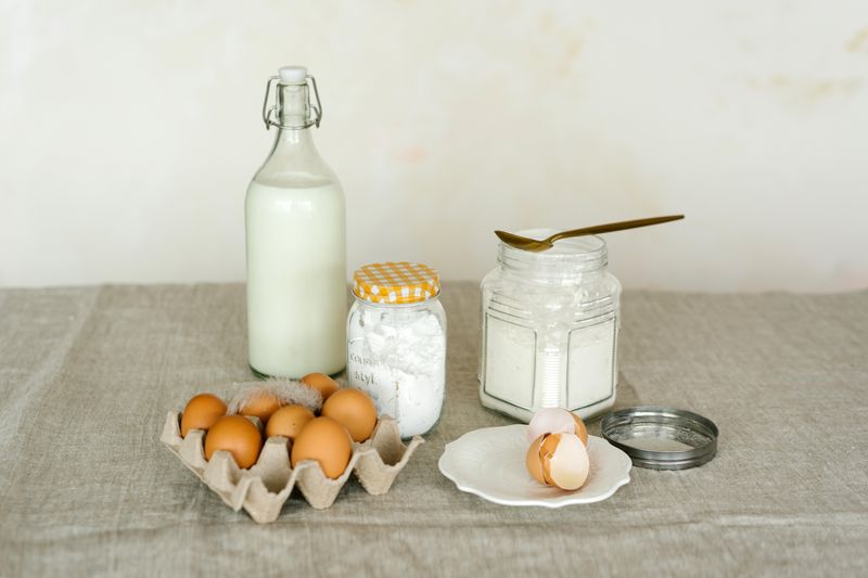 Baking soda and natural ingredients in containers