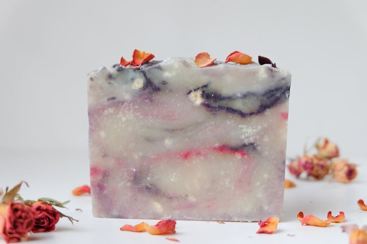 Close-up Of Organic Soap Bar On White Background