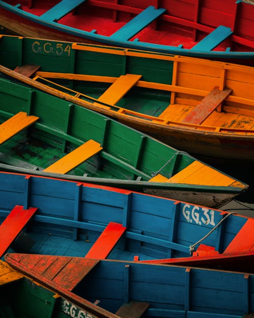 Free Abstract Image of Multicoloured Boats Moored Stock Photo