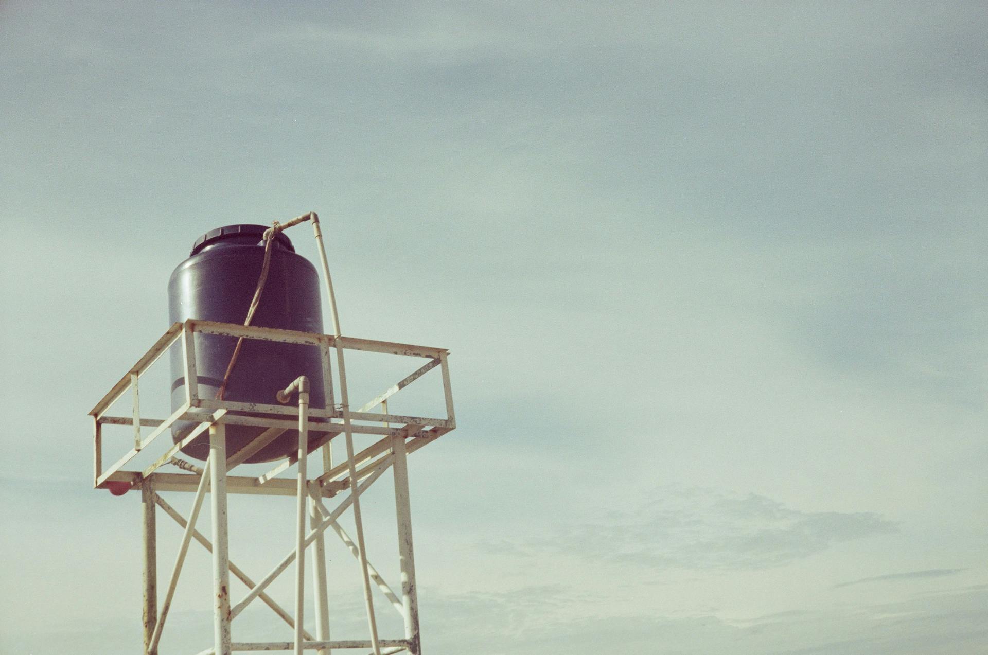 Plastic Water Tank on the Tower