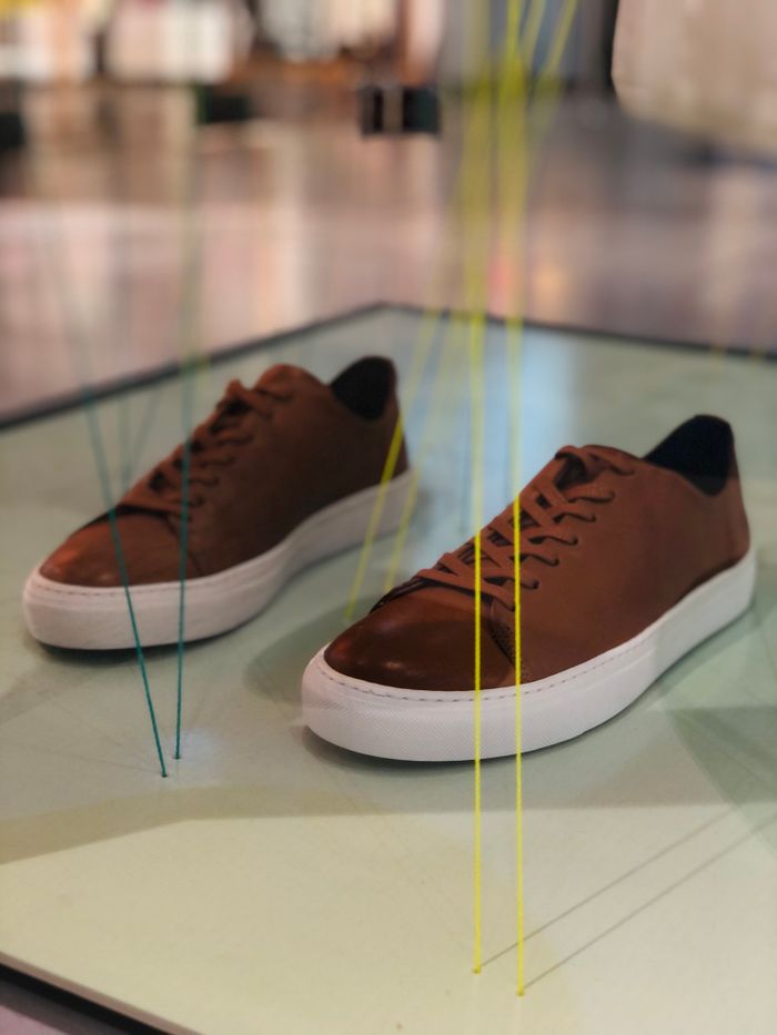 Elegant brown sneakers showcased stylishly indoors — photo by Efrem  Efre on Pexels
