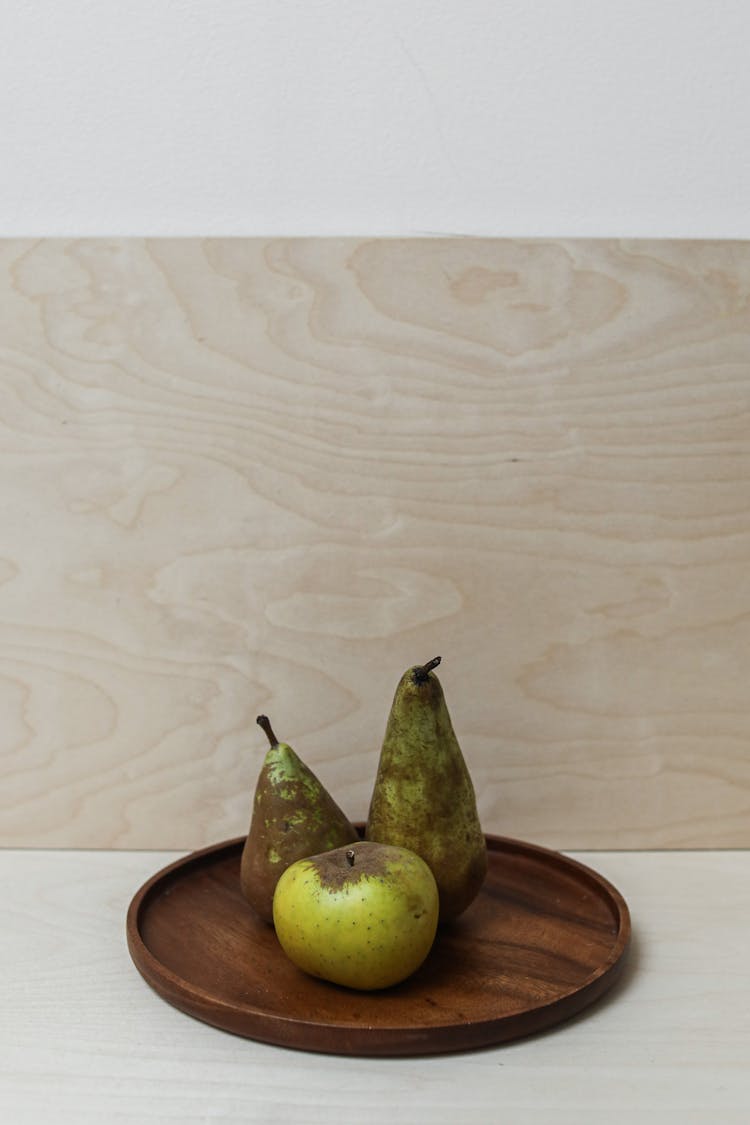 Fruits On Brown Wooden Plate