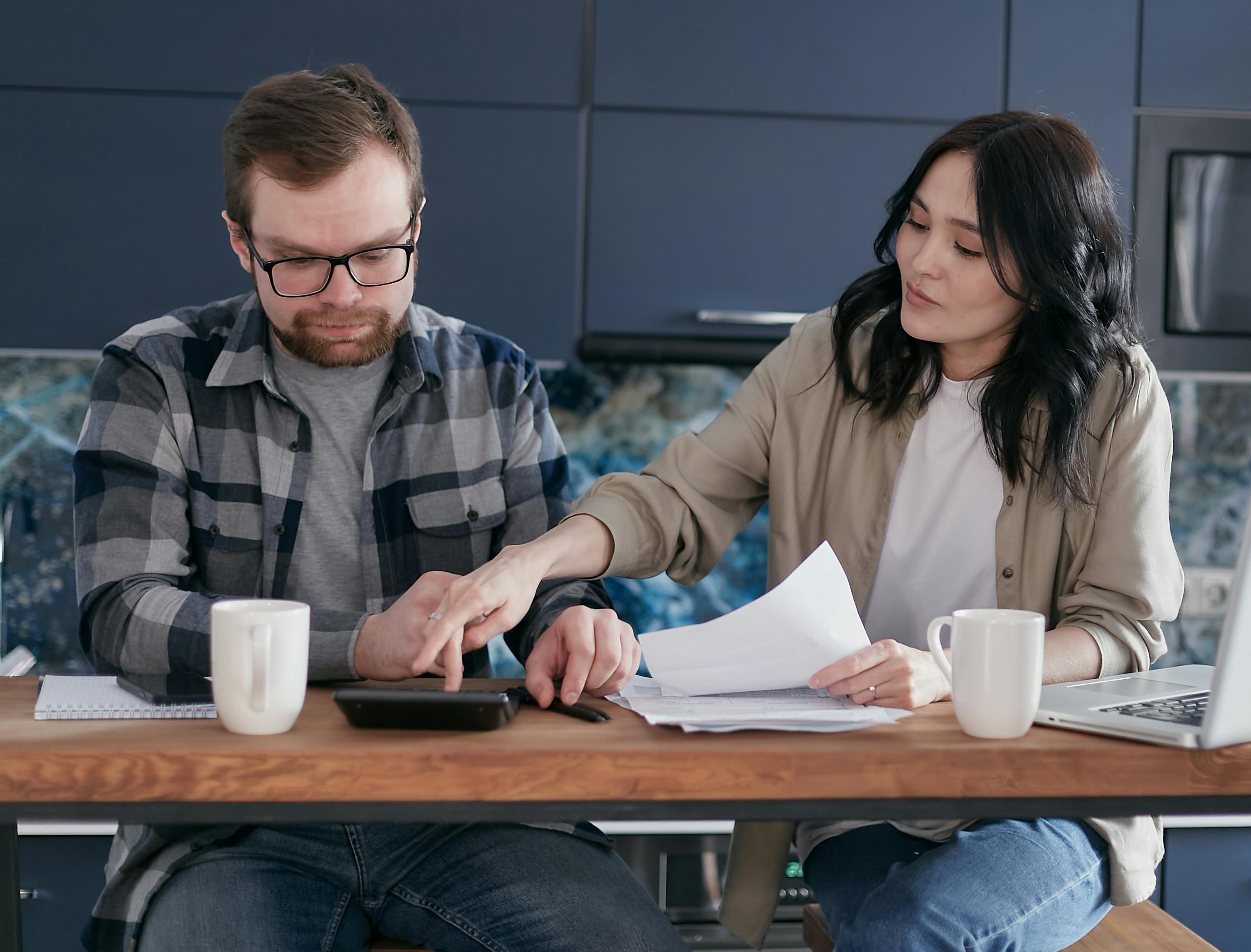 couple people woman desk