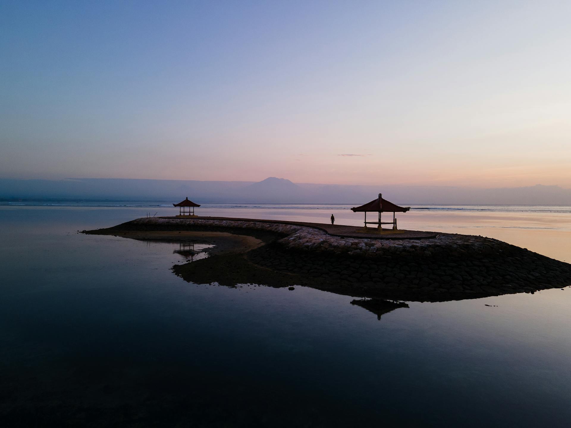 Waiting Sheds on Island Surrounded with Water