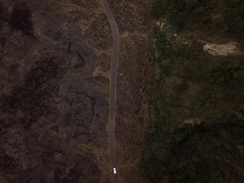 Aerial View of a Vehicle on the Road