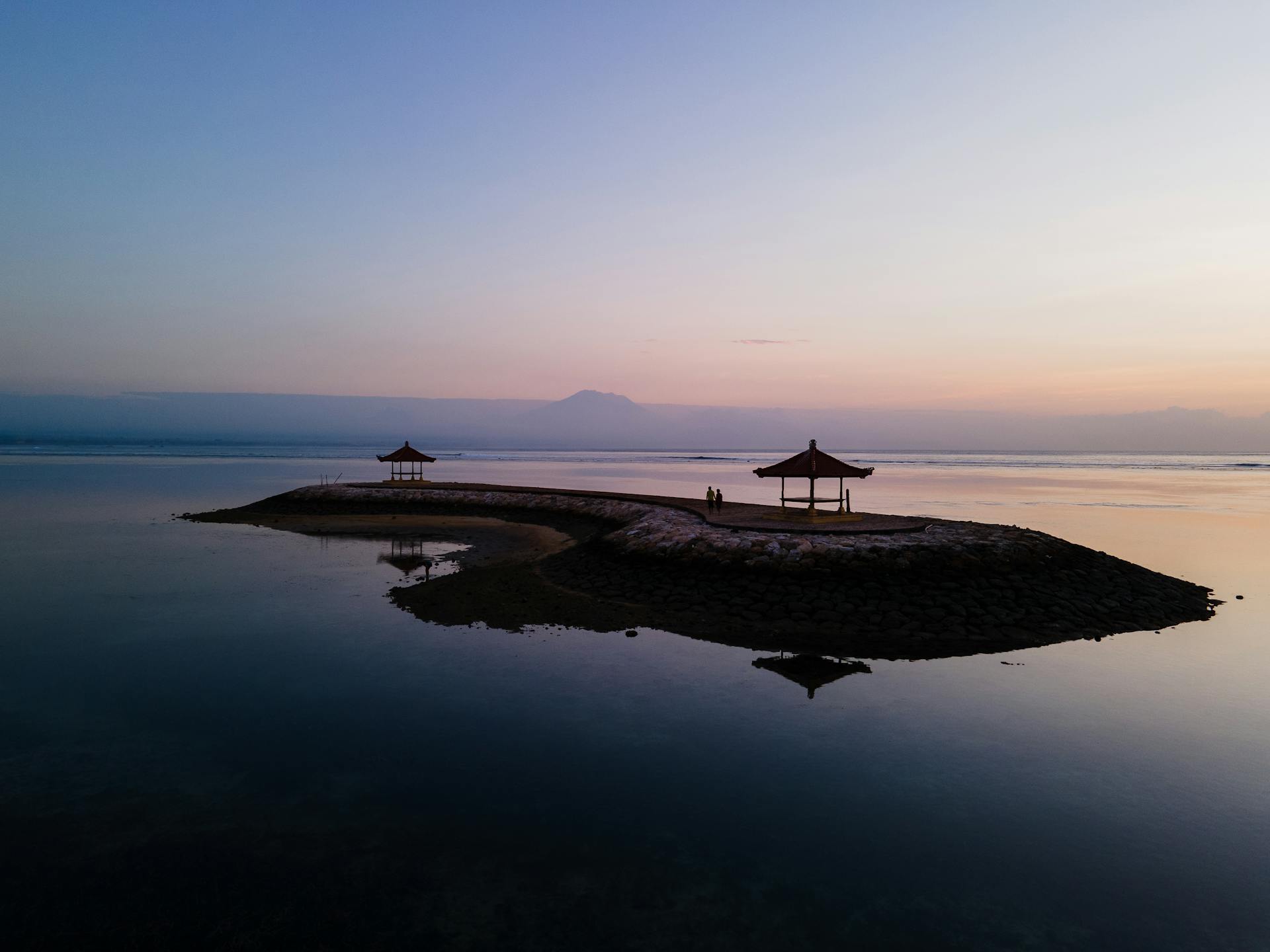 Waiting Sheds on Island Surrounded with Water