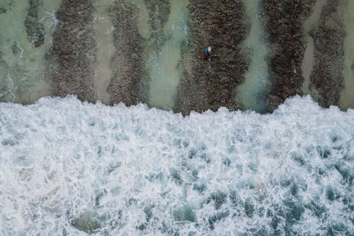 Бесплатное стоковое фото с берег океана, вид с квадрокоптера, вода
