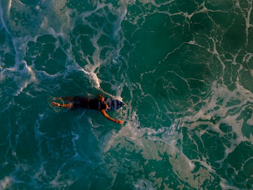 드론으로 찍은 사진, 바다, 사람의 무료 스톡 사진