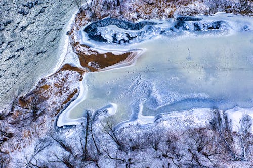 Základová fotografie zdarma na téma jezero, led, letecká fotografie