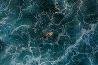 Aerial View of Person Swimming on Sea