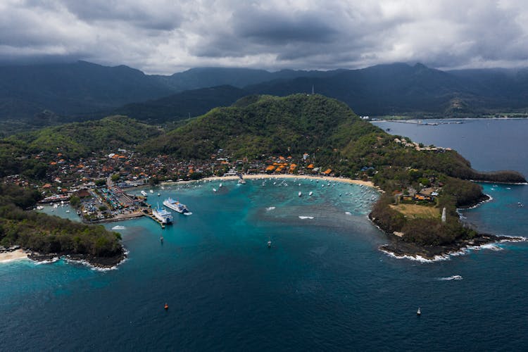 
An Aerial Shot Of The Padang Bai Beach