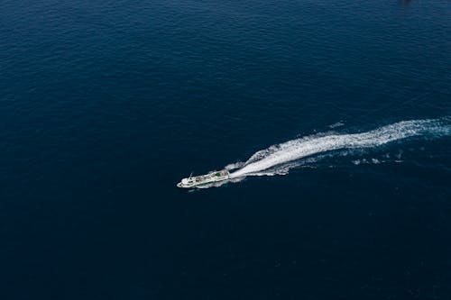 Birds Eye View of Boat on Body of Water