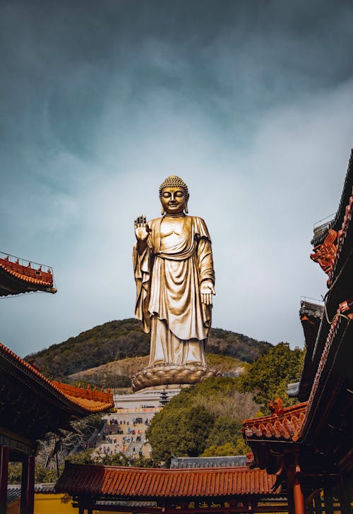 Statue of Grand Buddha on hill Lingshan of Wuzi city