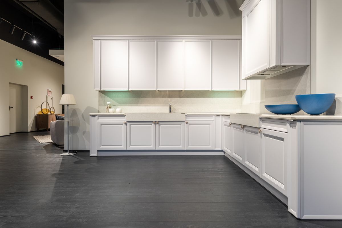 A kitchen display in a showroom