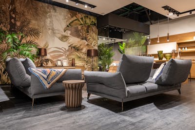 Modern Lippan wall art with geometric patterns and mirrors