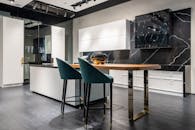 Stylish black and white kitchen furniture in modern flat