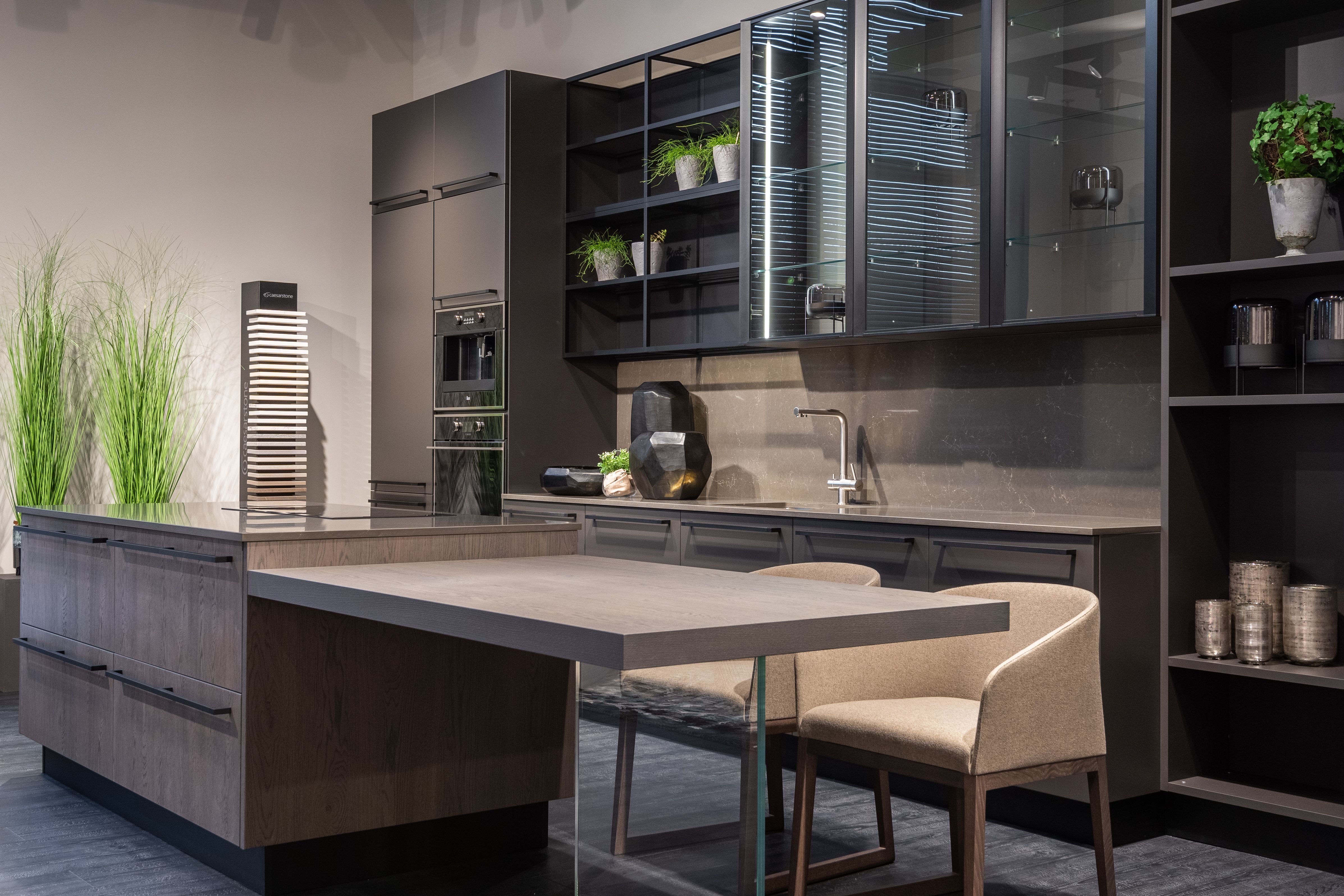 Stylish dark kitchen interior in modern apartment · Free Stock Photo - Urban Dark Glamorous Kitchen Decor