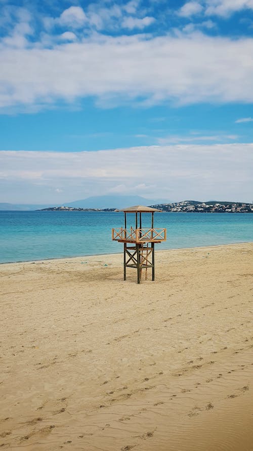 Lifeguard Tower on the Sand Along the Beach