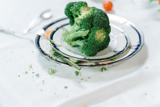 Close Up Photo of Brocoli on a Chinaware