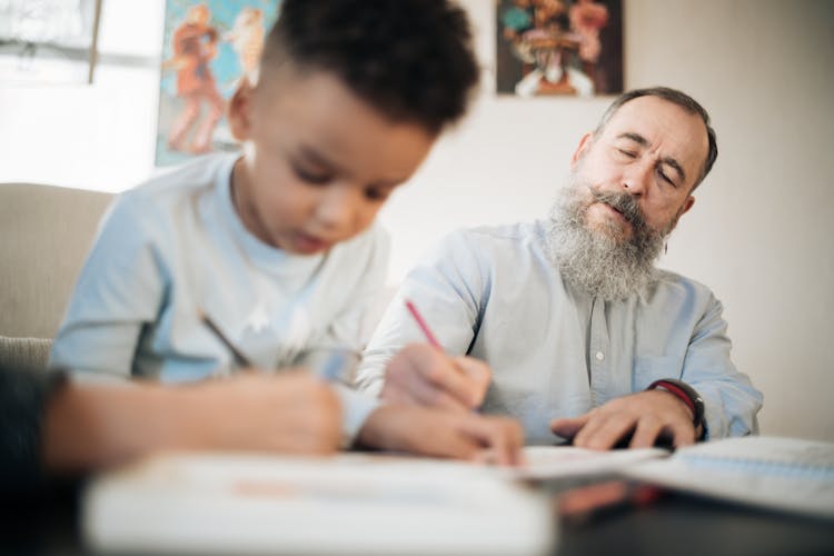 Grandfather Teaching His Grandson