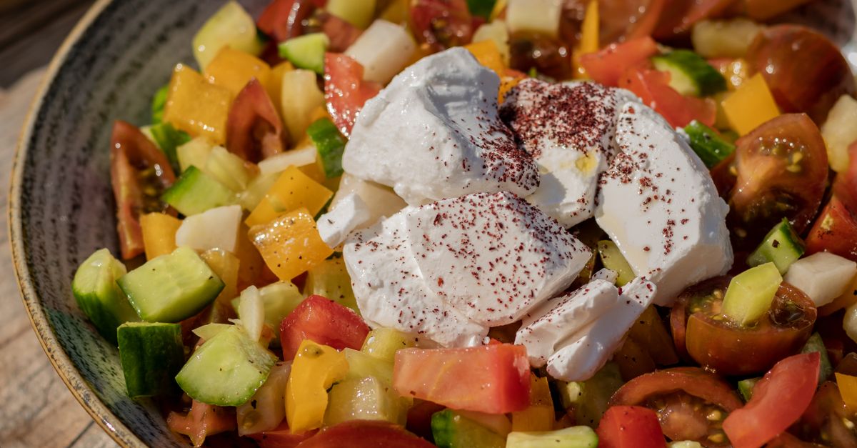 Shopska Salata as locals eat it, Bulgaria