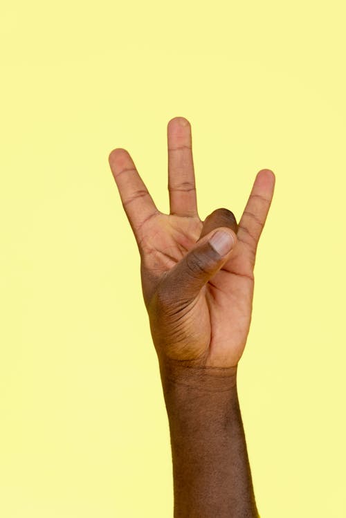 Hand Gesturing on Yellow Background