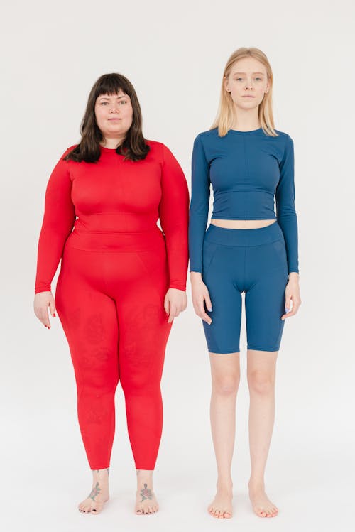Content women in sportswear with different bodies