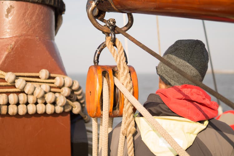 Brown Rope On A Pulley