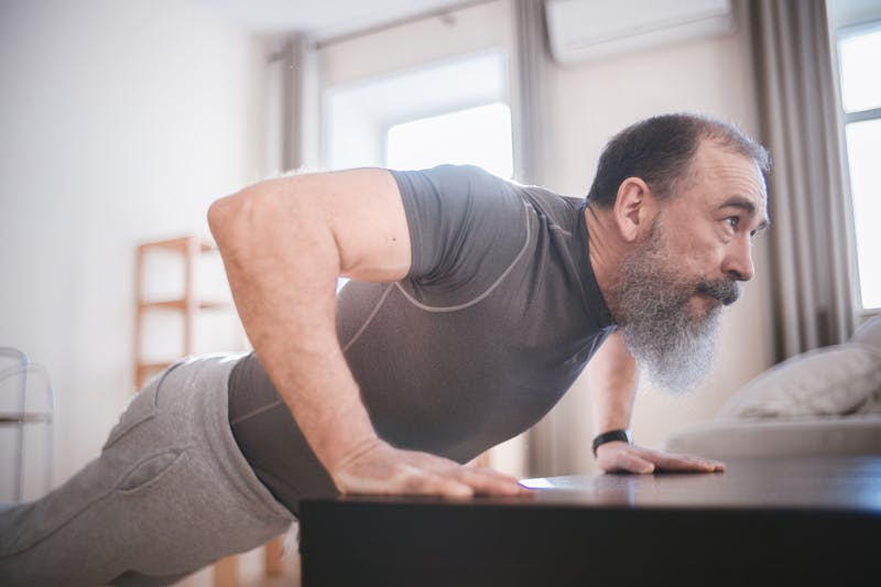 Man doing push-ups at home