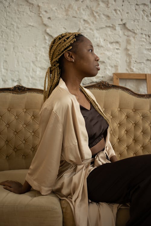 A Woman Sitting on the Couch