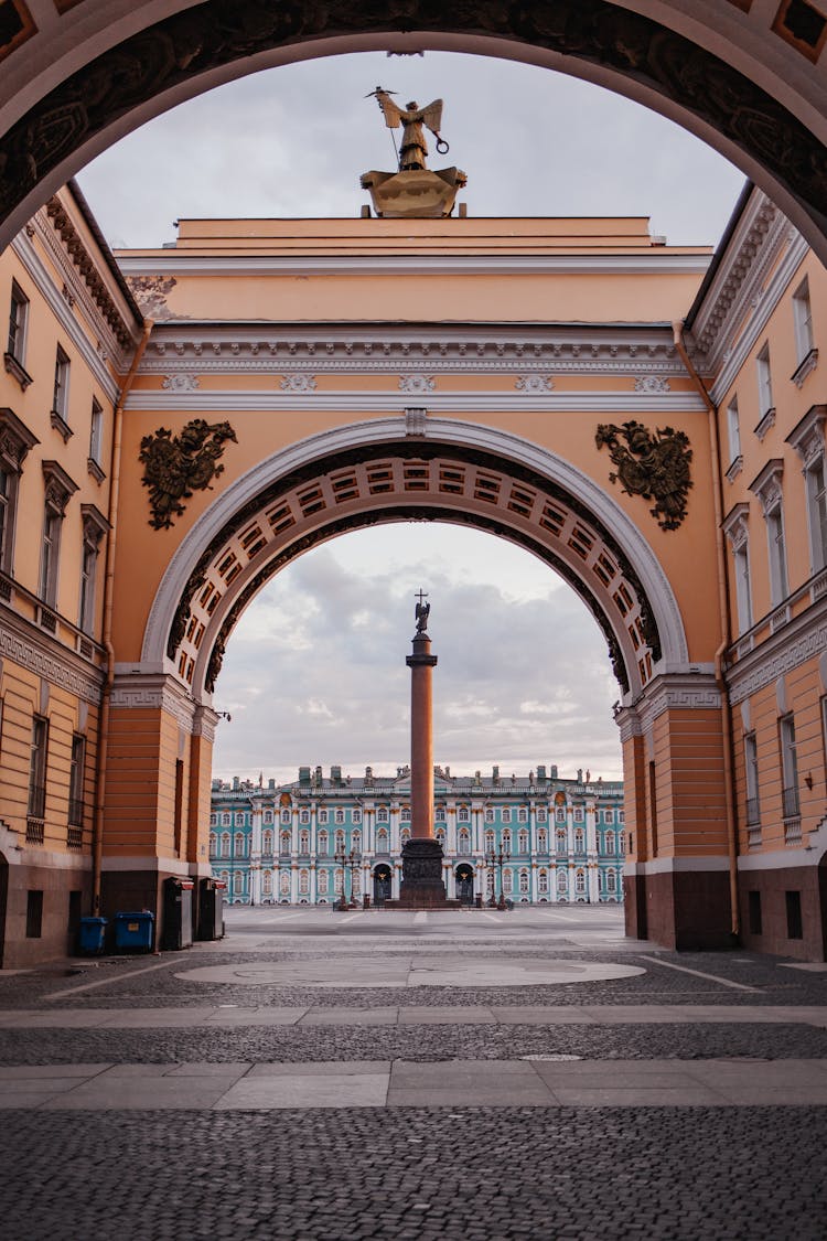 The Alexander Column On Palace Square In St. Petersburg, Russia