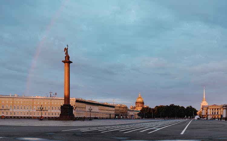 The Alexander Column On Palace Square In St. Petersburg, Russia
