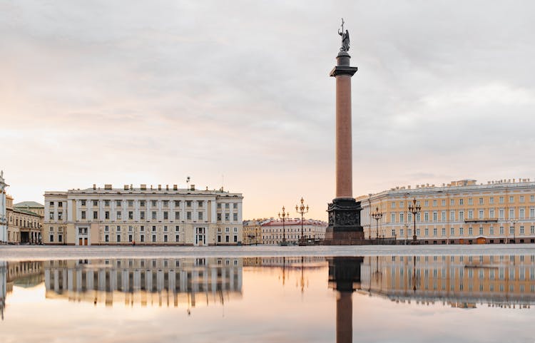 The Alexander Column On Palace Square In St. Petersburg, Russia