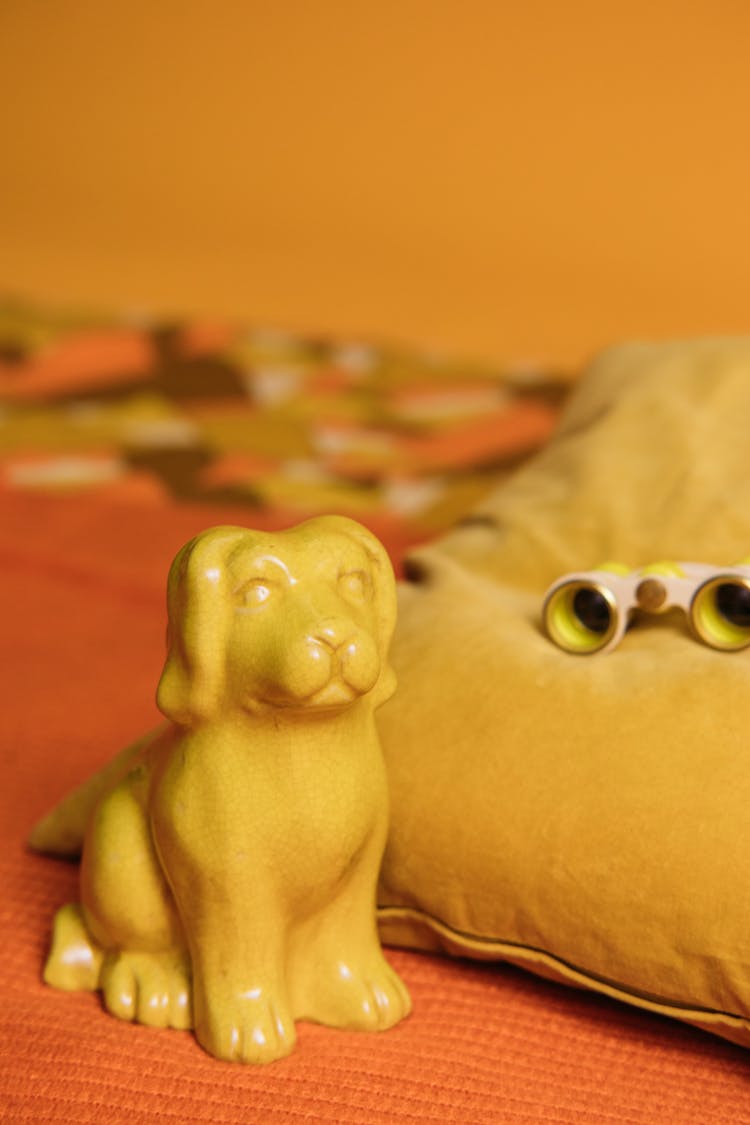 Yellow Ceramic Dog Figurine