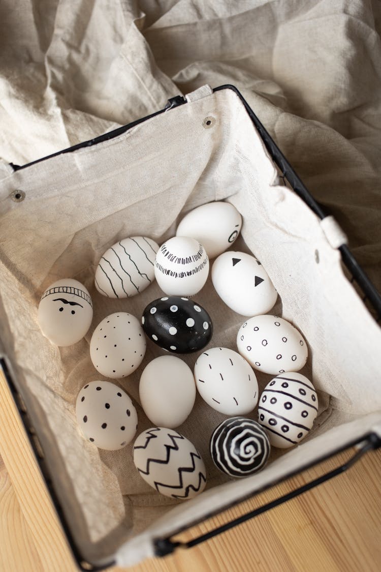 Easter Eggs Painted Black And White 