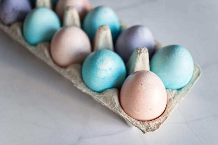 Carton Of Dyed Eggs