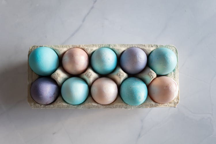 Close-up Of Easter Eggs Painted With Pastel Colours