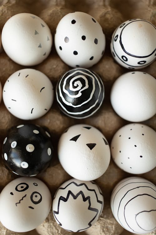 Close-Up Shot of Painted Eggs on Egg Tray