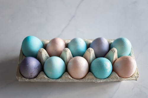 Easter Eggs on Brown Egg Carton