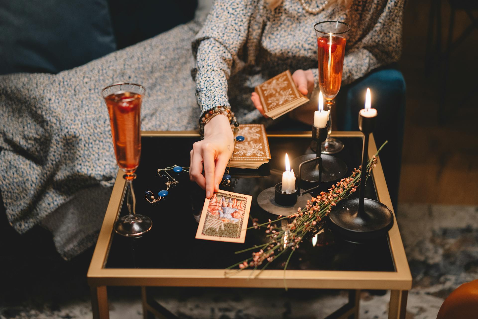 Woman Hands Putting Card on Table